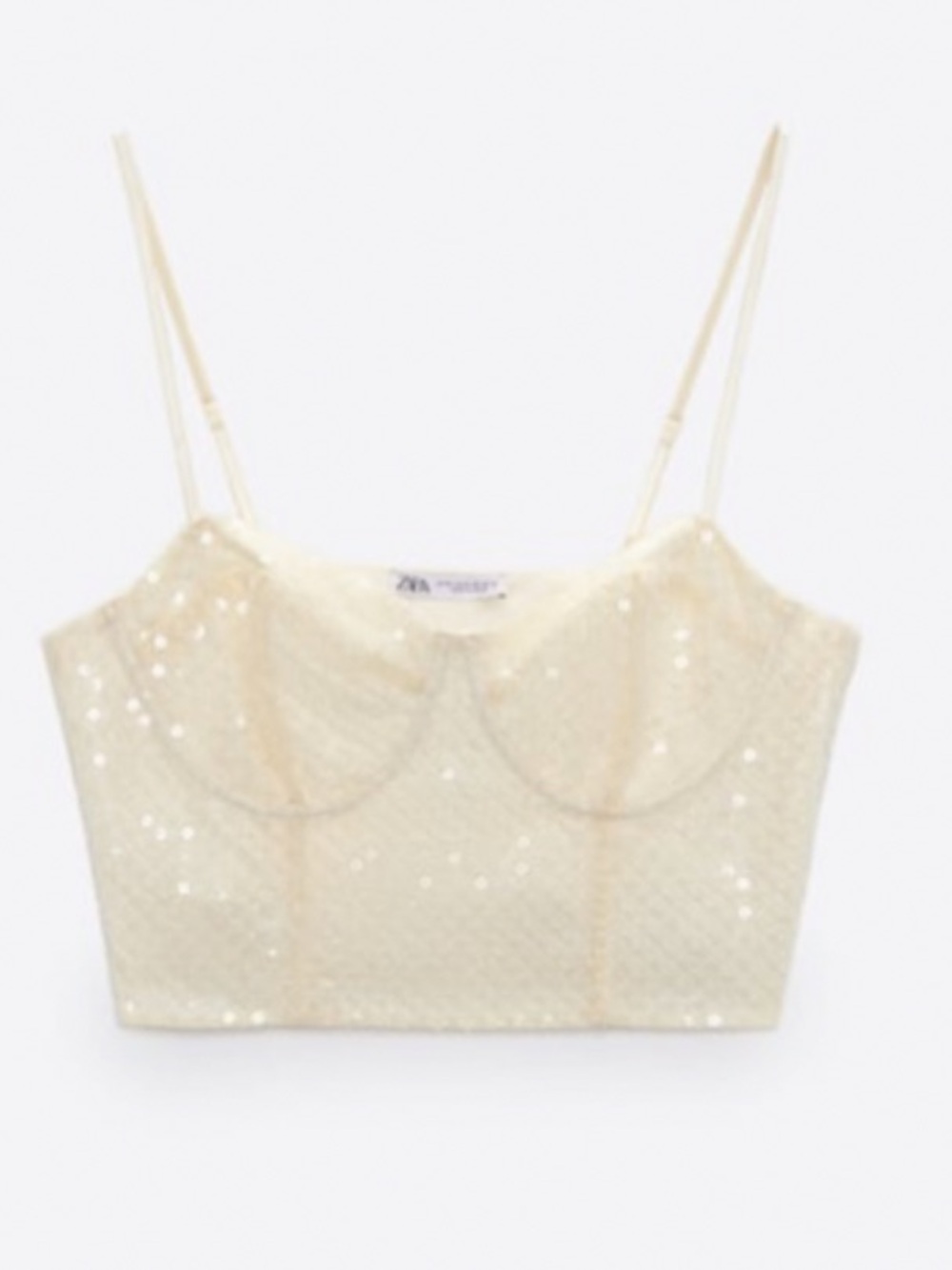 Zara sequins corset style top, clear plastic , butter - Picture 2 of 12